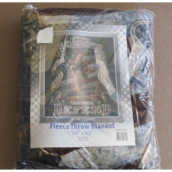 New Plush American Soldier Fleece Throw Gift Blanket US Army Armed Forces USA - Picture 4 of 4